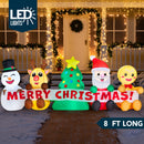 8 FT Long Christmas Inflatable Decoration Four Xmas Characters and Christmas Tree