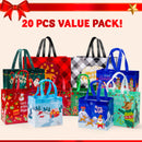 20 PCS Christmas Reusable Gift Bags Assorted Sizes with Handle