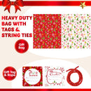2 PCS Large Red & White Christmas Holiday Plastic Gift Bags