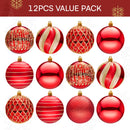 12 Pcs 3.15'' Red Gold Christmas Balls Ornaments Set