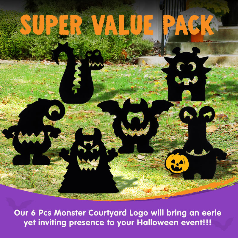 6Pcs Monster Yard Stakes Halloween Lawn Decorations