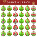 30 Pcs Red and Green Christmas Ball Ornaments Set, 2.36''