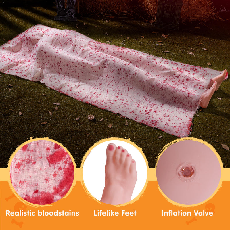 Halloween Decorations 5 Ft Scary Inflatable Body Covered Show feet