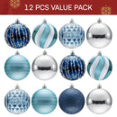 12 Pcs 3.15'' Blue Silve Christmas Balls Ornaments Set