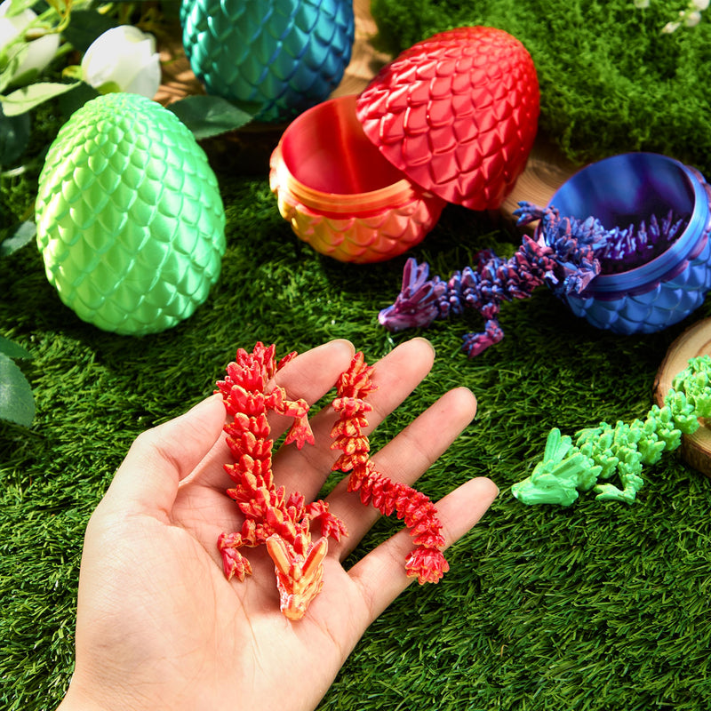 4 Pcs 3D Printed Dragon Eggs with Laser Dragon, Cool Articulated Toys for Kids