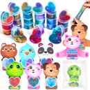 30 Pcs Valentines Day Galaxy Slime Toys with Cute Themed Cards