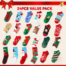 24 Days Christmas Advent Calendar Warm Cotton Socks for Adults