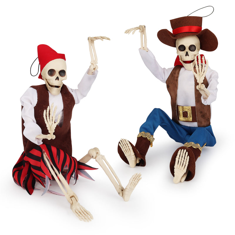 16in Halloween Full Body Pirate Skeleton, 2 Pcs