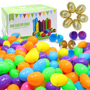 300Pcs 2.3in Bright Solid Assorted Colors and 6 Golden Easter Egg Shells for Easter Egg Hunt