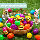 300Pcs 2.3in Bright Solid Assorted Colors and 6 Golden Easter Egg Shells for Easter Egg Hunt