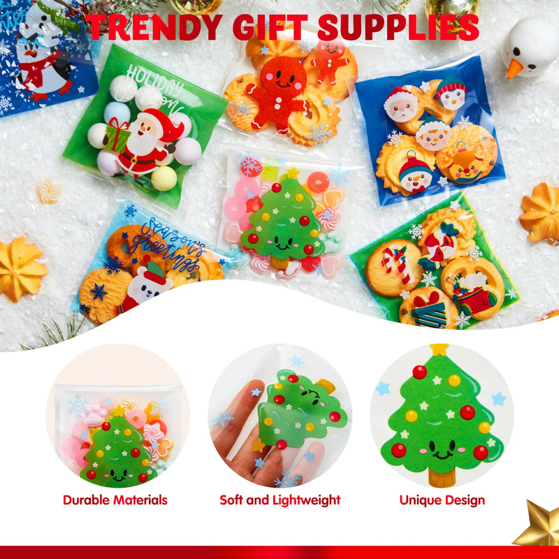 300 Pieces Christmas Cellophane Bags Candy Treat Bags