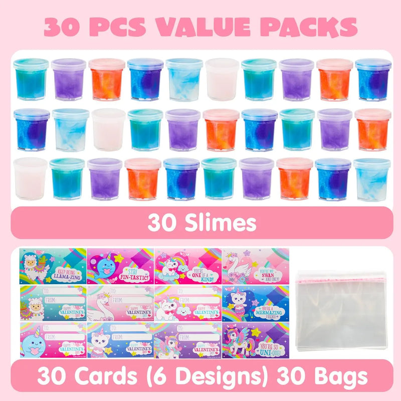 30 Pack Fantasy Slime with Cards Pressure Release Fidget Toy
