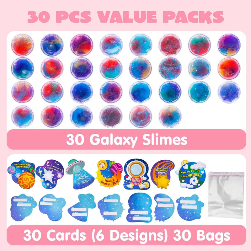 30 Pack Galaxy Slime with Irregularly Cards Pressure Release Fidget Toy