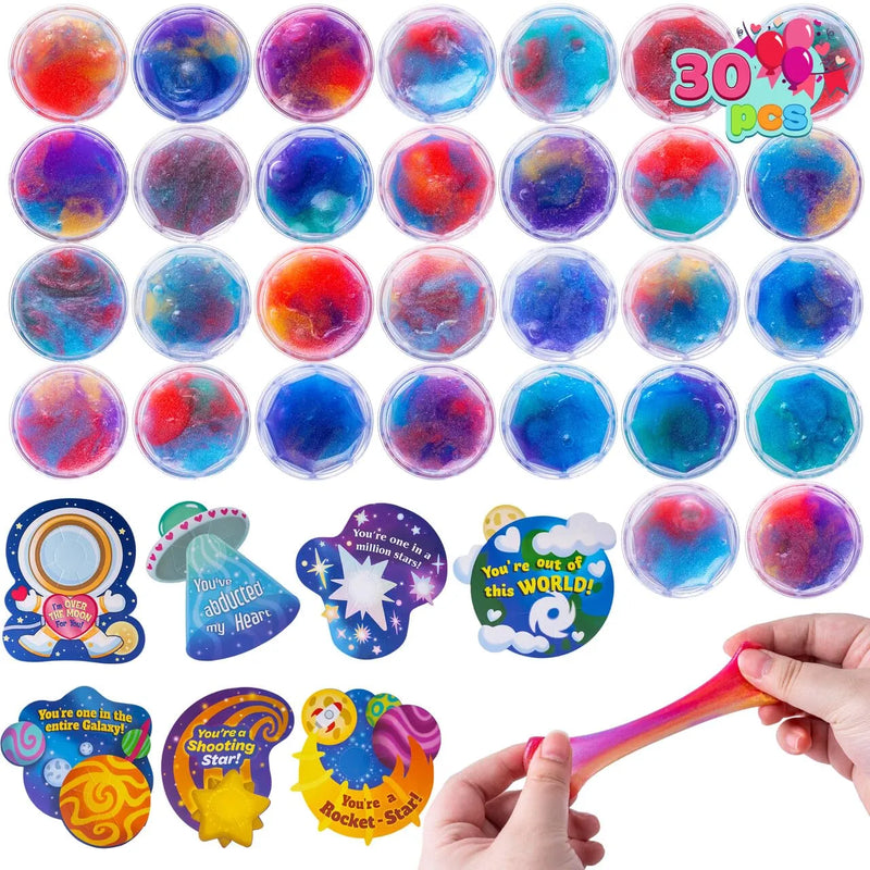 30 Pack Galaxy Slime with Irregularly Cards Pressure Release Fidget Toy