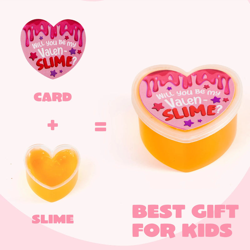 30 Pack Valentines Day Cards Heart Shape Slime Stress for Kids Exchange Gifts