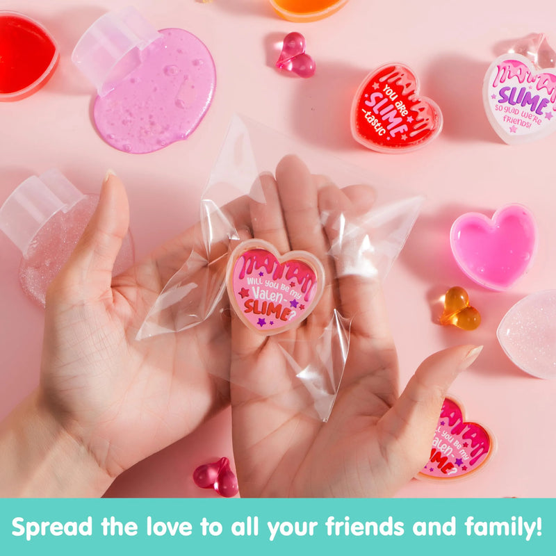30 Pack Valentines Day Cards Heart Shape Slime Stress for Kids Exchange Gifts