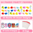 30 Packs Valentine Day Gift Cards with Mochi Squishy Toys for Kids Exchange Prizes