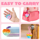 30 Packs Valentine’s Day 6-Design Gift Cards with Heart Bubble Keychain