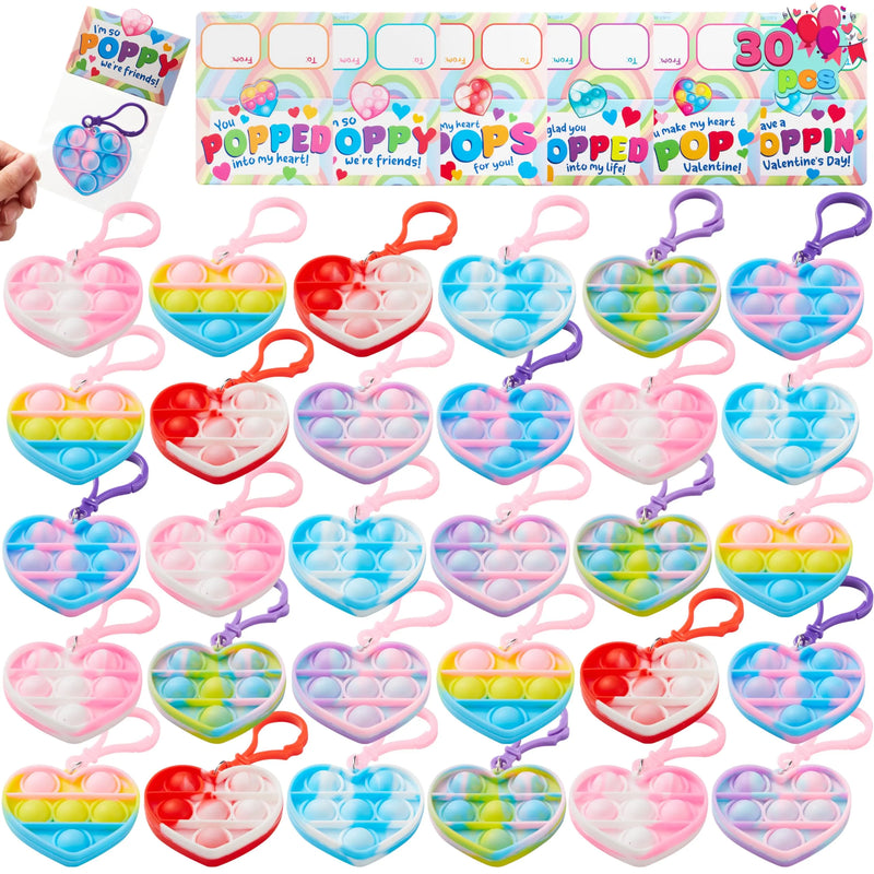 30 Packs Valentine’s Day Gift Cards with Heart Shape Pressure Release Fidget Toys