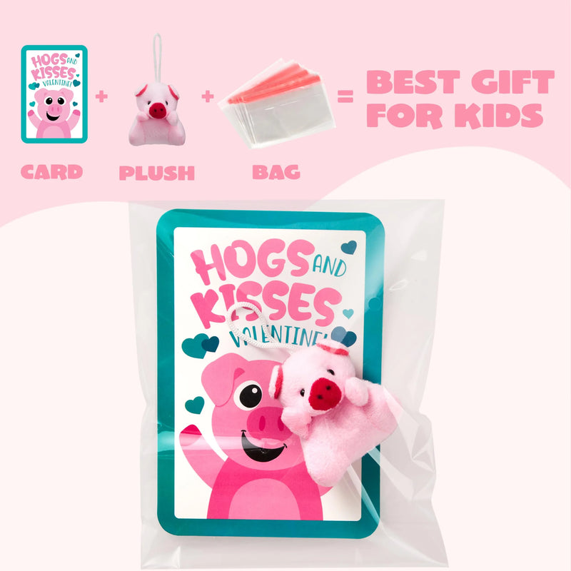 30 Packs Valentine’s Day Gifts Cards with Animal Plush Toy for Kids