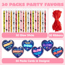 30 Packs Valentine’s Day Gifts Cards with Bright Large Glow Sticks for Kids Classroom Exchange Toy