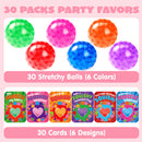 30 Packs Valentine’s Day Water Droplets Stretchy Balls with Cards