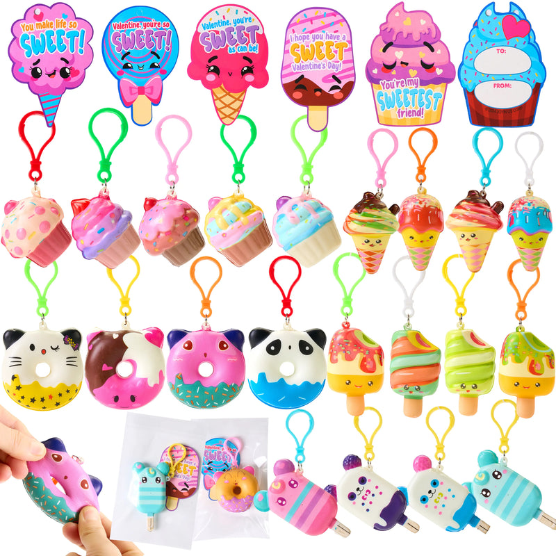 30pcs Cute Keychains with Valentine's Day Card For Kids Exchange Gift