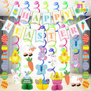 31 Pcs Easter Foil Swirl Hanging Decorations for Party