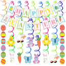 31 Pcs Easter Foil Swirl Hanging Decorations for Party