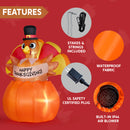 JOIEDOMI 6FT Inflatable Thanksgiving Turkey Pumpkin - LED