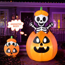 Joiedomi 5 Ft Animated Inflatable Halloween Skeleton on Pumpkin with LED Lights