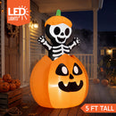 Joiedomi 5 Ft Animated Inflatable Halloween Skeleton on Pumpkin with LED Lights