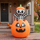 Joiedomi 5 Ft Animated Inflatable Halloween Skeleton on Pumpkin with LED Lights