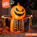 5.5 FT Halloween Pumpkin Skeleton Inflatable with LED Lights