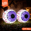 Joiedomi 2 Pack 3 FT Halloween Inflatable Purple Eyes with LED Lights
