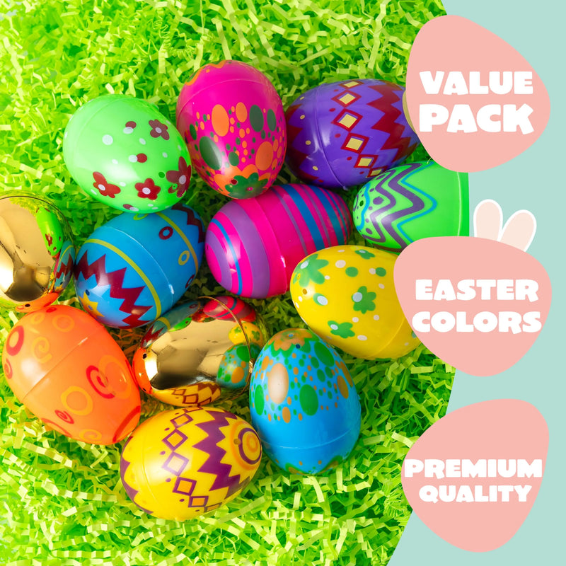 32Pcs 3.15in Printed Easter Eggs Include 8 Golden Eggs for Easter Egg Hunt