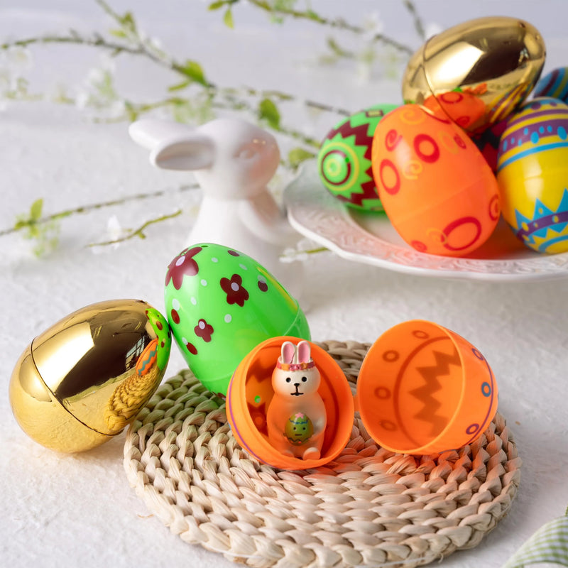 32Pcs 3.15in Printed Easter Eggs Include 8 Golden Eggs for Easter Egg Hunt