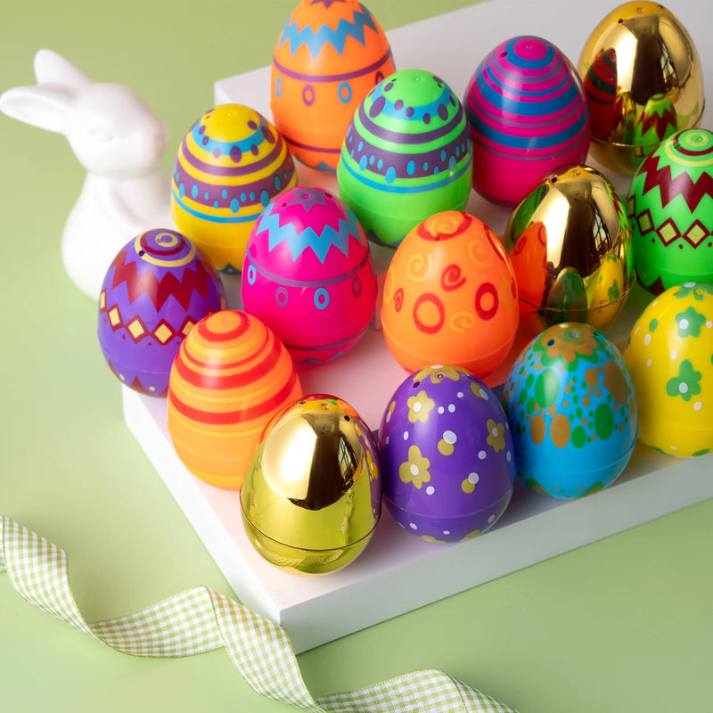 32Pcs 3.15in Printed Easter Eggs Include 8 Golden Eggs for Easter Egg Hunt