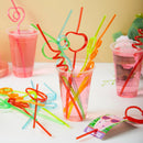 32Pcs Kids Valentines Cards with Colorful Loop Reusable Drinking Straws-Classroom Exchange Gifts
