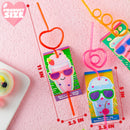 32Pcs Kids Valentines Cards with Colorful Loop Reusable Drinking Straws-Classroom Exchange Gifts