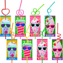 32Pcs Kids Valentines Cards with Colorful Loop Reusable Drinking Straws-Classroom Exchange Gifts