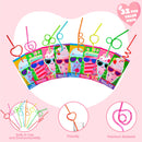 32Pcs Kids Valentines Cards with Colorful Loop Reusable Drinking Straws-Classroom Exchange Gifts