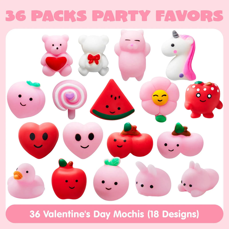 36 Packs Valentine’s Day Gift Cards with Mochi Squishy Toys