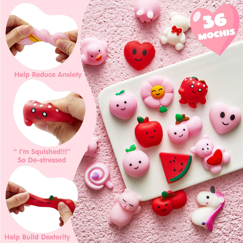 36 Packs Valentine’s Day Gift Cards with Mochi Squishy Toys