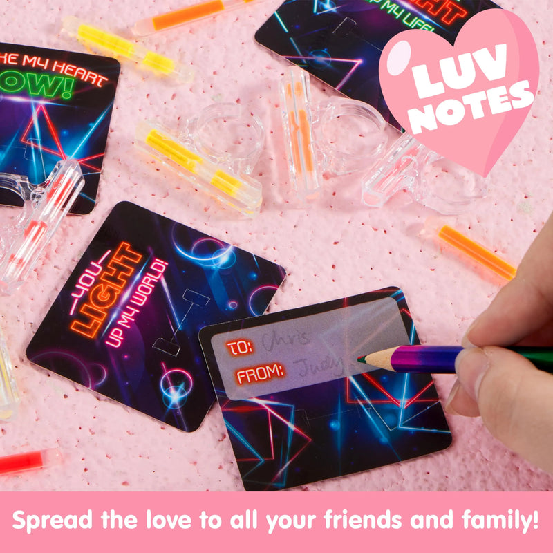 36 Packs Valentine’s Day Gifts Cards with Glow in the Dark Rings