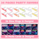36 Packs Valentine’s Day Gifts Cards with Glow in the Dark Rings