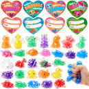 36 Packs Valentine’s Day Heart Gift Cards with Water Jelly Squishy Toys for Classroom Exchange