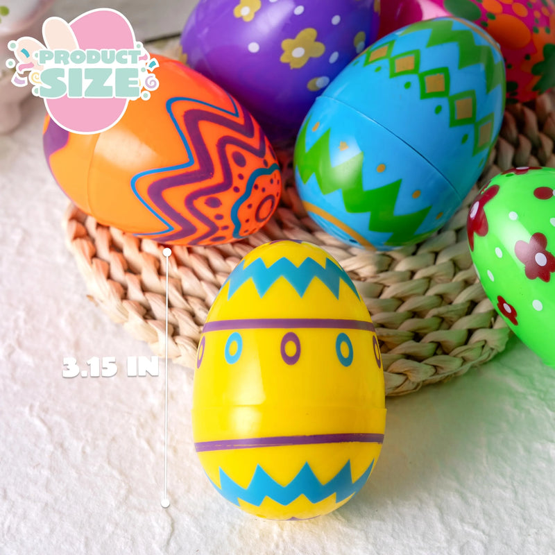 36Pcs 3.15in Printed Colorful Plastic Easter Eggs for Easter Egg Hunt