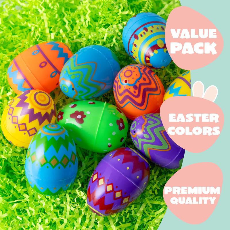 36Pcs 3.15in Printed Colorful Plastic Easter Eggs for Easter Egg Hunt