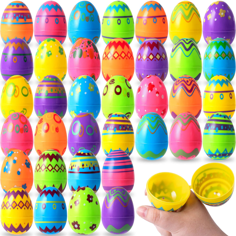 36Pcs 3.15in Printed Colorful Plastic Easter Eggs for Easter Egg Hunt